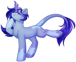 Size: 2318x1894 | Tagged: safe, artist:purplegrim40, imported from derpibooru, oc, oc only, pony, unicorn, commission, horn, leonine tail, raised hoof, simple background, smiling, solo, tail, transparent background, unicorn oc, ych result