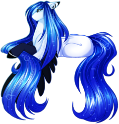 Size: 1569x1633 | Tagged: safe, artist:purplegrim40, imported from derpibooru, oc, oc only, pegasus, pony, ethereal mane, pegasus oc, simple background, smiling, solo, starry mane, transparent background, wings