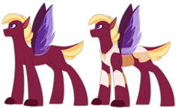 Size: 2757x1700 | Tagged: safe, artist:purplegrim40, imported from derpibooru, oc, oc only, hybrid, pony, duo, magical gay spawn, male, offspring, parent:pharynx, parent:spike, simple background, stallion, transparent background, wings