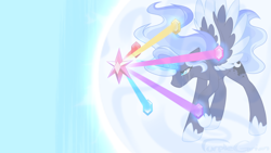 Size: 1366x768 | Tagged: safe, artist:purplegrim40, imported from derpibooru, princess luna, alicorn, pony, crying, element of generosity, element of honesty, element of kindness, element of laughter, element of loyalty, element of magic, elements of harmony, female, hoof shoes, mare, solo