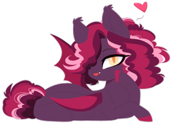 Size: 2280x1685 | Tagged: safe, artist:purplegrim40, imported from derpibooru, oc, oc only, bat pony, pony, bat pony oc, bat wings, butt, hair over one eye, heart, lying down, plot, prone, simple background, transparent background, wings