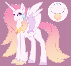 Size: 2287x2133 | Tagged: safe, artist:purplegrim40, imported from derpibooru, oc, oc only, classical hippogriff, hippogriff, hybrid, interspecies offspring, magical lesbian spawn, offspring, parent:princess celestia, parent:queen novo, parents:novolestia, peytral, purple background, simple background