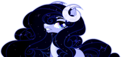 Size: 1600x754 | Tagged: safe, artist:toffeelavender, imported from derpibooru, oc, oc only, pony, base used, bust, ethereal mane, horns, simple background, starry mane, transparent background