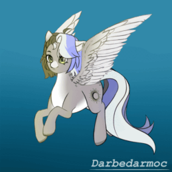 Size: 900x900 | Tagged: safe, artist:darbedarmoc, imported from derpibooru, oc, oc:solar eclipse, pegasus, pony, animated, colored wings, flying, gif, solo, two toned wings, wings