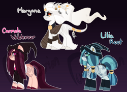 Size: 1800x1300 | Tagged: safe, artist:purplegrim40, imported from derpibooru, oc, oc only, earth pony, pony, unicorn, base used, clothes, earth pony oc, hat, hoof polish, horn, horn ring, jewelry, ring, unicorn oc, witch hat