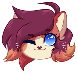 Size: 776x732 | Tagged: safe, artist:purplegrim40, imported from derpibooru, oc, oc only, cat, cat pony, original species, pony, bust, commission, one eye closed, simple background, solo, transparent background, wink, ych result