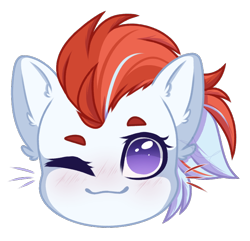 Size: 694x670 | Tagged: safe, artist:purplegrim40, imported from derpibooru, oc, oc only, earth pony, pony, bust, commission, ear fluff, earth pony oc, one eye closed, simple background, smiling, transparent background, wink, ych result