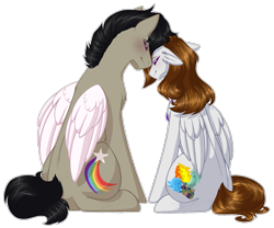 Size: 1527x1273 | Tagged: safe, artist:purplegrim40, imported from derpibooru, oc, oc only, pegasus, eyes closed, female, male, mare, nuzzling, oc x oc, pegasus oc, shipping, simple background, stallion, transparent background, wings