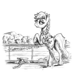 Size: 1000x1000 | Tagged: safe, artist:clarkeotterton, imported from derpibooru, oc, oc only, earth pony, pony, fallout equestria, fanfic:dawn's candor, butt, dock, plot, solo, tail, traditional art