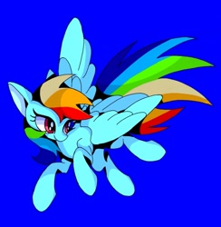 Size: 777x796 | Tagged: safe, artist:stacy_165cut, imported from derpibooru, rainbow dash, pegasus, pony, blue background, female, mare, simple background, solo, spread wings, wings