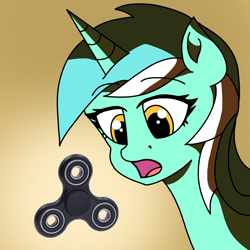 Size: 2000x2000 | Tagged: safe, artist:artevi, imported from derpibooru, lyra heartstrings, pony, unicorn, discovery, female, fidget spinner, mare, newbie artist training grounds, open mouth, solo