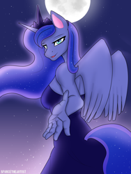 Size: 1440x1920 | Tagged: safe, artist:sforcetheartist, imported from derpibooru, princess luna, alicorn, anthro, breasts, female, rear view, sideboob, solo