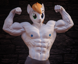 Size: 2048x1707 | Tagged: safe, artist:dashie116, imported from derpibooru, oc, oc only, oc:atom quanto, anthro, earth pony, 3d, abs, anthro oc, armpits, biceps, bodybuilder, clothes, daz studio, deltoids, earth pony oc, flexing, heterochromia, looking at you, male, male nipples, muscles, muscular male, nipples, nudity, pecs, shorts, solo, technicolor nipples, teenager, triceps