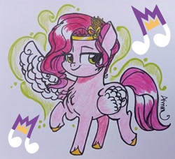 Size: 3116x2846 | Tagged: safe, artist:c.a.m.e.l.l.i.a, imported from derpibooru, pipp petals, pegasus, pony, cutie mark, female, g5, jewelry, mare, my little pony: a new generation, solo, tiara, traditional art