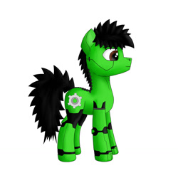 Size: 1280x1280 | Tagged: safe, artist:zocidem, imported from derpibooru, oc, oc only, oc:wrench, earth pony, pony, augmented, simple background, solo, white background