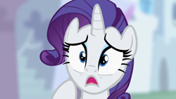 Size: 1280x720 | Tagged: safe, imported from derpibooru, screencap, rarity, pony, unicorn, season 2, sweet and elite, astonished, female, implied fancypants, mare, open mouth, shrunken pupils, solo