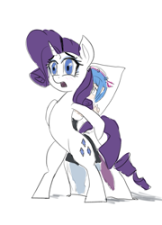 Size: 1751x2429 | Tagged: artist needed, safe, derpibooru exclusive, imported from derpibooru, rarity, pony, unicorn, bipedal, body pillow, hiding, solo