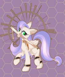 Size: 1080x1279 | Tagged: safe, artist:stacy_165cut, imported from derpibooru, oc, oc only, pegasus, pony, female, folded wings, looking at you, mare, mouth hold, pegasus oc, raised hoof, solo, sword, weapon, wings