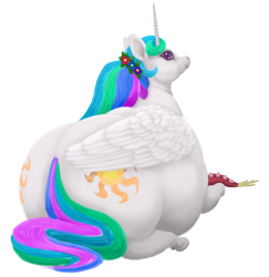 Size: 1400x1442 | Tagged: safe, artist:soobel, imported from derpibooru, discord, princess celestia, alicorn, pony, butt, chubbylestia, fat, looking at you, looking back, looking back at you, obese, plot, simple background, solo, sunbutt, transparent background