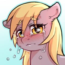 Size: 1159x1159 | Tagged: safe, artist:cold-blooded-twilight, imported from derpibooru, derpy hooves, pegasus, pony, blushing, crying, female, floppy ears, mare, sad, simple background, solo, transparent background, underp, unhappy, wavy mouth