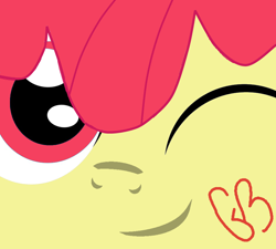 Size: 942x848 | Tagged: safe, artist:mlp_gingerbread, imported from derpibooru, apple bloom, earth pony, pony, face, female, filly, foal, one eye closed, smiling, solo, wink