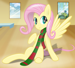 Size: 2567x2336 | Tagged: safe, artist:archive-alicorn, imported from derpibooru, fluttershy, pegasus, pony, clothes, female, mare, scarf, solo