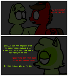 Size: 1275x1414 | Tagged: safe, artist:professorventurer, imported from derpibooru, oc, oc:professor venturer, oc:wonderwolfia, wolf, 2 panel comic, ask professor venturer, comic, she-wolf, zephyr heights