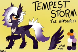 Size: 1500x1004 | Tagged: safe, artist:sototheangel, imported from derpibooru, oc, classical hippogriff, hippogriff, original species, pony, backstory, backstory in description, hippogriff oc, reference, reference sheet