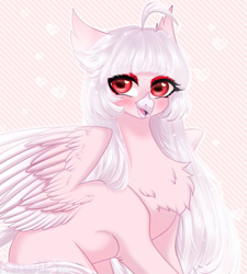 Size: 869x967 | Tagged: safe, artist:kawipie, imported from derpibooru, oc, oc:ophelia, bird, hippogriff, birb, chest fluff, cute, female, heart, looking at you, nekomellow, ocbetes, pink, soft, solo