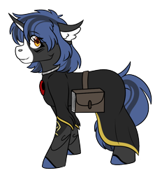 Size: 818x880 | Tagged: safe, artist:rokosmith26, imported from derpibooru, oc, oc only, oc:nova ruin, pony, unicorn, bag, clothes, eye clipping through hair, female, filly, foal, gem, horn, jewelry, markings, necklace, robe, simple background, smiling, solo, standing, tail, transparent background, two toned mane, two toned tail, unicorn oc