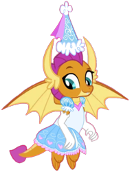 Size: 715x932 | Tagged: safe, artist:darlycatmake, imported from derpibooru, smolder, dragon, adorkable, beautiful, clothes, cute, dork, dragon wings, dragoness, dress, dressup, female, flying, froufrou glittery lacy outfit, gloves, happy, hat, hennin, long gloves, looking down, princess, princess smolder, proud, simple background, smiling, solo, transparent background, vector, wings