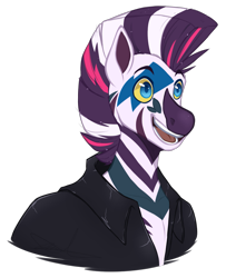 Size: 1459x1800 | Tagged: safe, artist:purplegrim40, imported from derpibooru, oc, oc only, anthro, zebra, bust, clothes, male, simple background, smiling, tattoo, transparent background, zebra oc