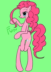 Size: 643x903 | Tagged: safe, artist:ponysprinkles, imported from derpibooru, pinkie pie, earth pony, pony, bipedal, female, green background, mare, simple background, solo