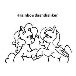Size: 768x768 | Tagged: safe, artist:aj2020ahgd, imported from derpibooru, fluttershy, pinkie pie, earth pony, pegasus, pony, black and white, duo, duo female, female, flutterpie, folded wings, grayscale, lesbian, looking at each other, looking at someone, mare, monochrome, shipping, simple background, white background, wings