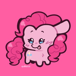 Size: 2000x2000 | Tagged: safe, artist:oodlesstuff, imported from derpibooru, pinkie pie, earth pony, pony, :p, beady eyes, chibi, cute, diapinkes, female, mare, pink background, simple background, solo, tongue out