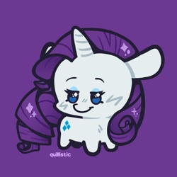 Size: 2000x2000 | Tagged: safe, artist:oodlesstuff, imported from derpibooru, rarity, pony, unicorn, beady eyes, chibi, cute, eyeshadow, female, horn, lidded eyes, makeup, mare, purple background, raribetes, simple background, solo