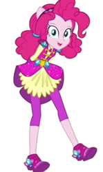 Size: 828x1387 | Tagged: safe, edit, edited screencap, imported from derpibooru, screencap, pinkie pie, human, equestria girls, legend of everfree, alternate hairstyle, background removed, clothes, crystal guardian, ponied up, shoes, simple background, solo, white background