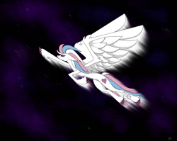 Size: 1280x1021 | Tagged: safe, artist:lucktail, imported from derpibooru, star catcher, pony, flying, g3, g3 to g4, g4, generation leap, night, solo