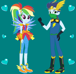 Size: 626x610 | Tagged: safe, artist:owletbrigthness, imported from derpibooru, rainbow dash, soarin', human, equestria girls, crystal guardian, crystal wings, female, male, shipping, soarindash, solo, straight, wings