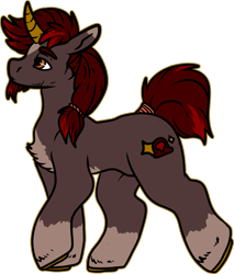 Size: 1400x1642 | Tagged: safe, artist:sexygoatgod, imported from derpibooru, oc, oc only, oc:cherry velvet, pony, unicorn, facial hair, horseshoes, male, ponytail, simple background, solo, tail, tail wrap, transparent background