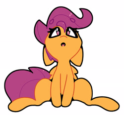 Size: 2162x2049 | Tagged: safe, artist:kindakismet, imported from derpibooru, scootaloo, pegasus, pony, :o, female, filly, floppy ears, foal, high res, looking up, nose in the air, open mouth, simple background, sitting, solo, white background