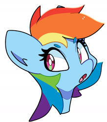 Size: 1464x1672 | Tagged: safe, artist:kindakismet, imported from derpibooru, rainbow dash, pony, bust, female, mare, open mouth, portrait, simple background, solo, white background