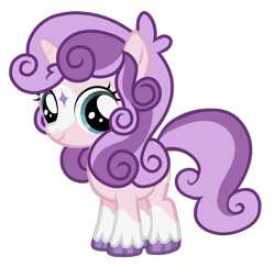 Size: 1280x1243 | Tagged: safe, artist:transjoestar, imported from twibooru, sweetie belle, pony, unicorn, bald face, base used, colored hooves, female, filly, image, looking at you, png, redesign, simple background, smiling, socks (coat marking), solo, standing, star (coat marking), transparent background, unshorn fetlocks