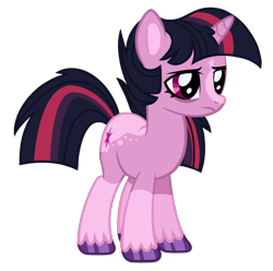 Size: 1280x1268 | Tagged: safe, artist:transjoestar, imported from twibooru, twilight sparkle, pony, unicorn, base used, blaze (coat marking), coat markings, colored hooves, female, image, mare, png, redesign, simple background, solo, standing, star (coat marking), transparent background, unicorn twilight, unshorn fetlocks