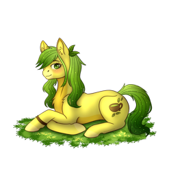 Size: 1080x1080 | Tagged: safe, artist:persiyk, imported from derpibooru, oc, oc:green tea, earth pony, pony, female, lying down, mare, prone, simple background, solo, transparent background