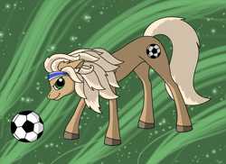 Size: 2000x1452 | Tagged: safe, artist:lucktail, imported from derpibooru, ace, earth pony, pony, my little pony tales, ball, football, g1, g1 to g4, g4, generation leap, male, solo, sports, stallion