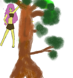 Size: 750x800 | Tagged: artist needed, safe, imported from derpibooru, fluttershy, human, equestria girls, jungle girl, loincloth, paint tool sai, tarzan, tree