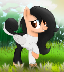 Size: 3636x4080 | Tagged: safe, artist:fededash, imported from derpibooru, oc, oc only, oc:pandauwu, pegasus, cloud, pegasus oc, smiling, tree