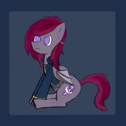 Size: 1727x1727 | Tagged: safe, artist:vespermoon, imported from derpibooru, oc, oc:vesper moon, bat pony, pony, clothes, jumpsuit, sitting, sketch, vault suit