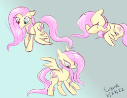 Size: 1280x990 | Tagged: safe, artist:cossiecosmic, imported from derpibooru, fluttershy, pegasus, pony, crying, female, gray background, hiding face, looking down, mare, signature, simple background, sketch, solo